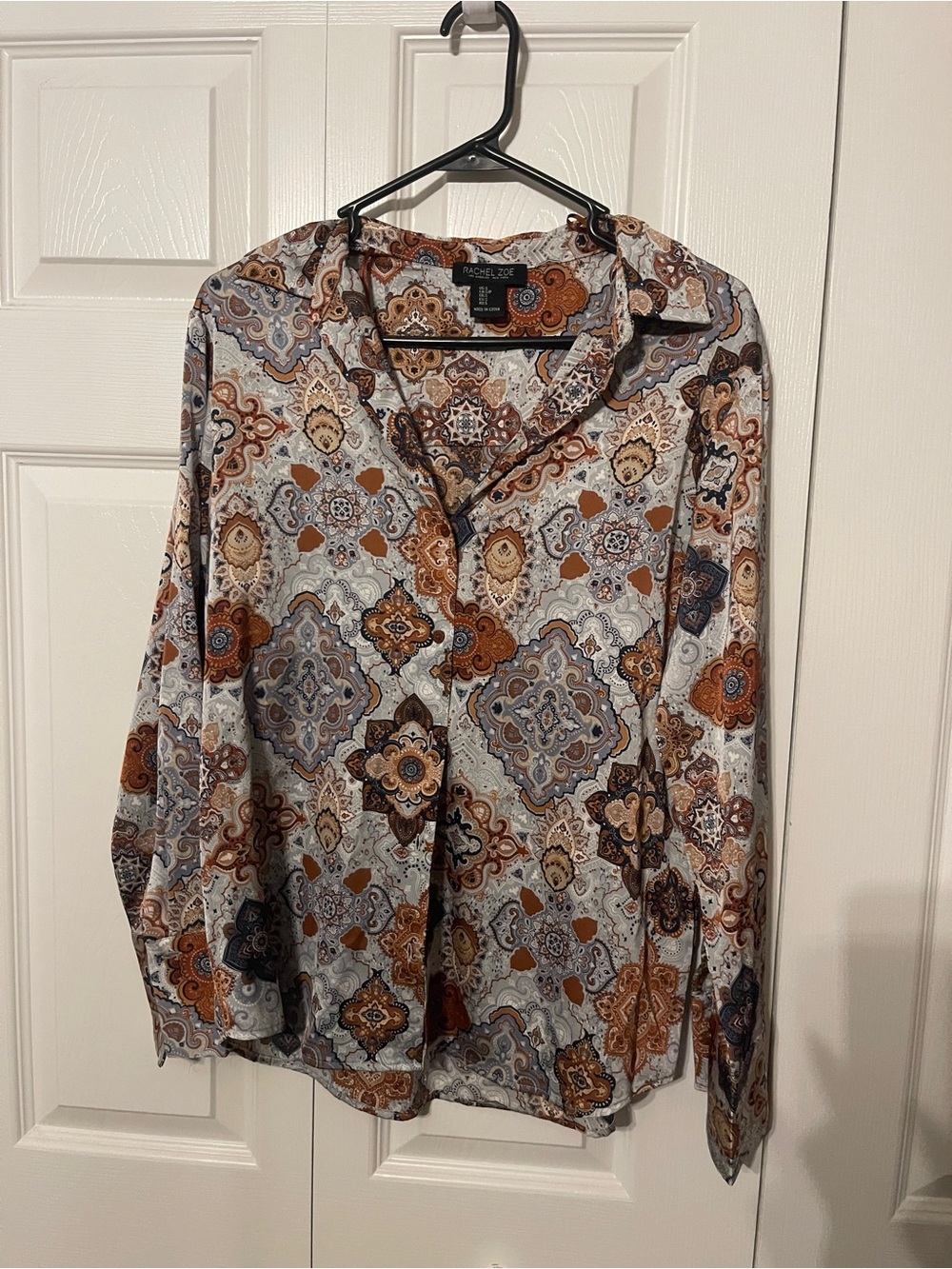 Rachel Zoe Men's Long-Sleeve Patterned Shirt - Gray, Brown, Rust
